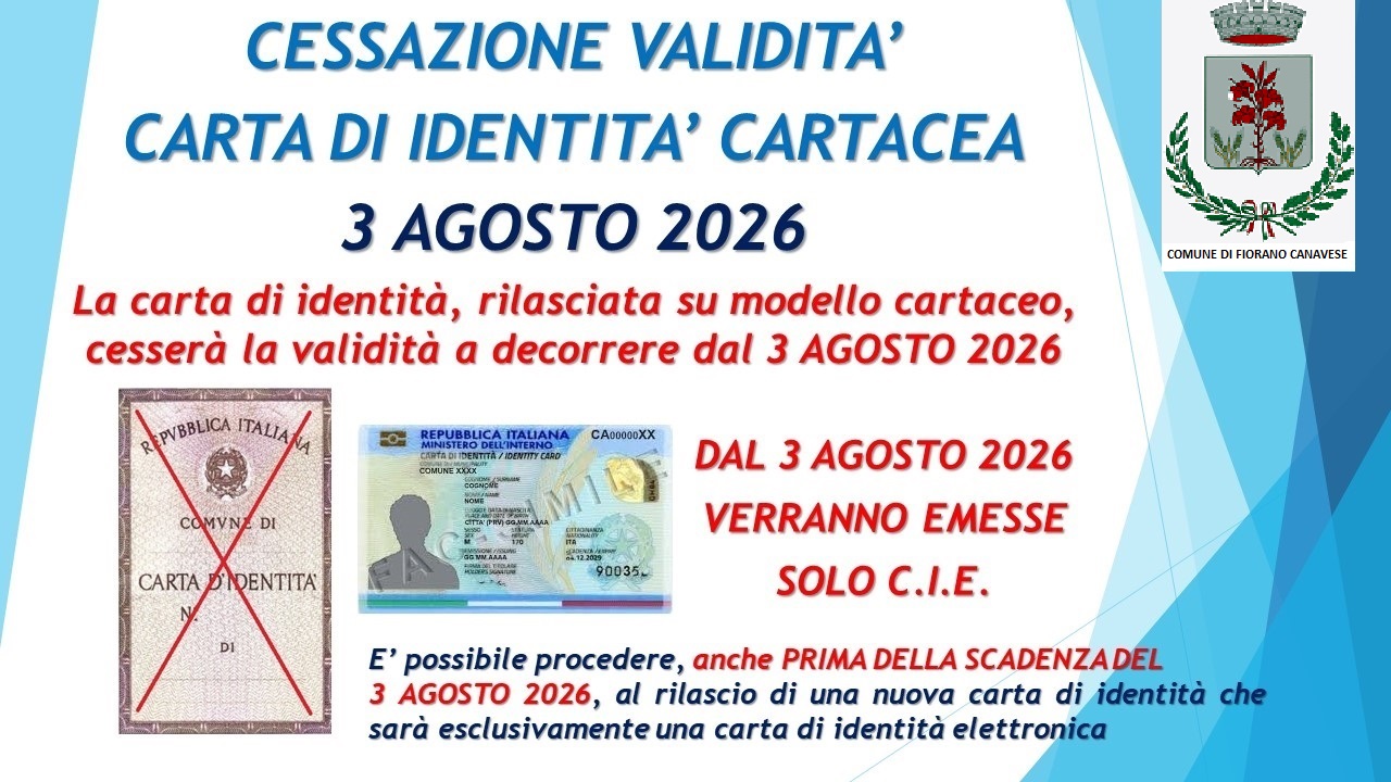 CESSAZIONE CARTA IDENTITA CARTACEA